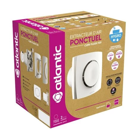 ATLANTIC Curv Flash 100 I Extracteur Individuel Ponctuel Diamètre 100 - Blanc 4 ATLANTIC Curv Flash 100 I Extracteur Individuel Ponctuel Diamètre 100 - Blanc – Image 2