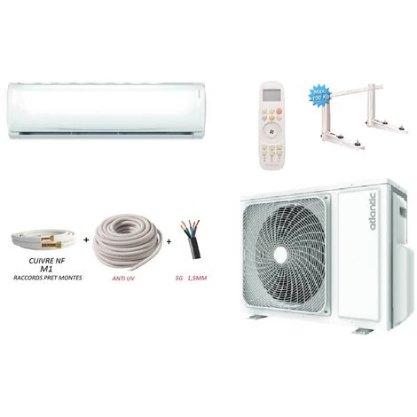PRET A POSER CLIMATISATION ATLANTIC DOJO R32 2000W + KIT DE POSE 3 METRES + SUPPORT MURAL 3 PRET A POSER CLIMATISATION ATLANTIC DOJO R32 2000W + KIT DE POSE 3 METRES + SUPPORT MURAL