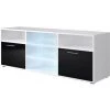 ATLANTIC KORA Meuble TV Contemporain Blanc Et Noir Brillant - L 150 Cm