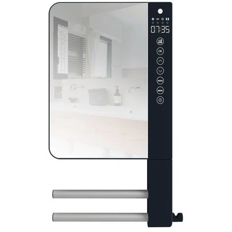 ATLANTIC Seche-serviette Soufflant Telia Gris Avec 2 Barres Et Miroir 3 ATLANTIC Seche-serviette Soufflant Telia Gris Avec 2 Barres Et Miroir